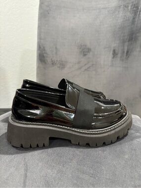 SHEIN Black Patent Chunky Loafers